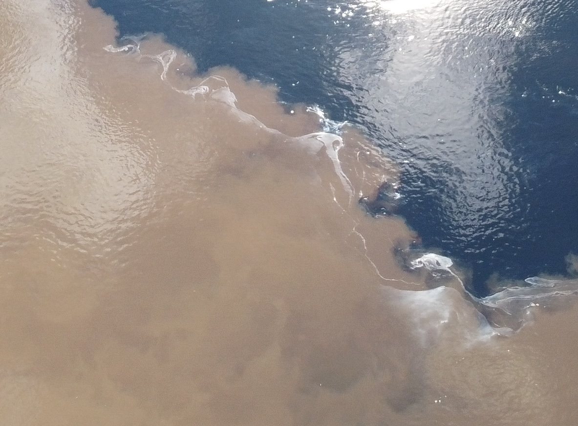 Confluence of two rivers seen from the air, near the estate, photograph from September 2021